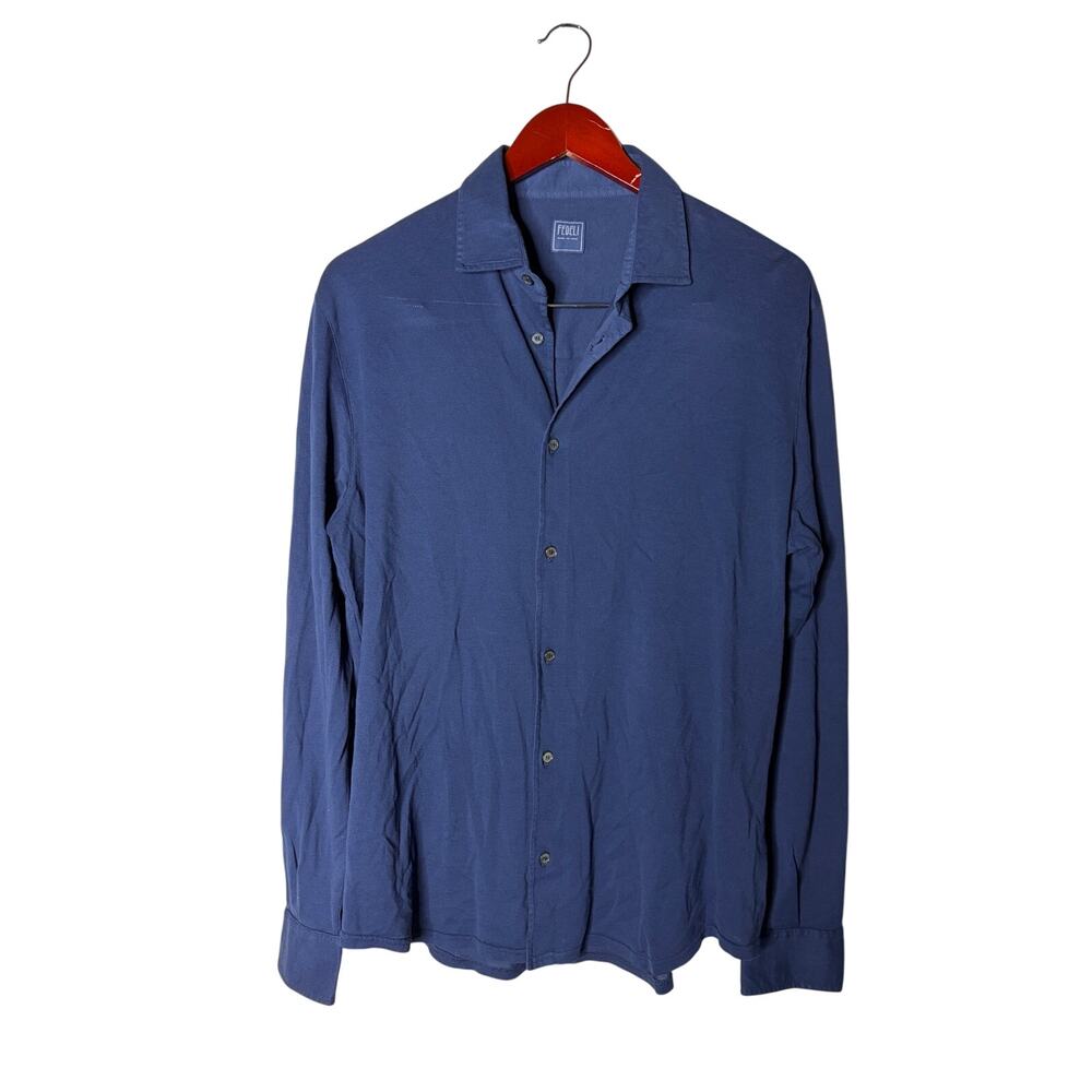 Fedeli navy blue cotton button down shirt sz 54 US L